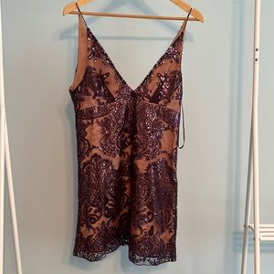 Free People sequin mini dress purple size 4